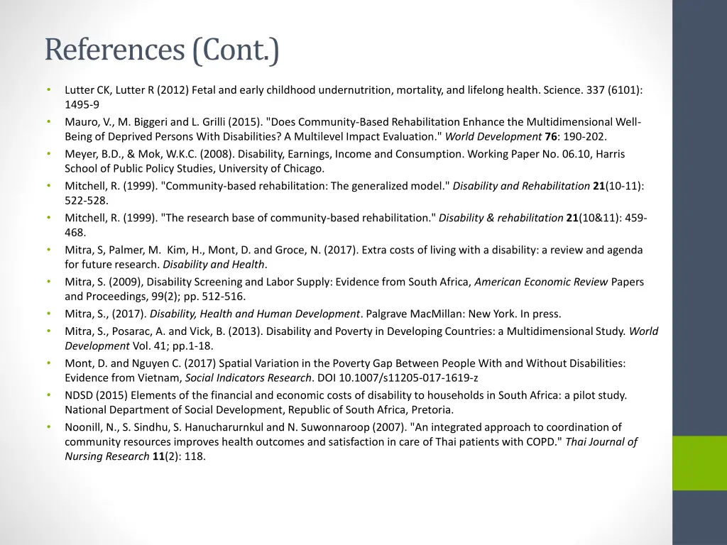 references cont