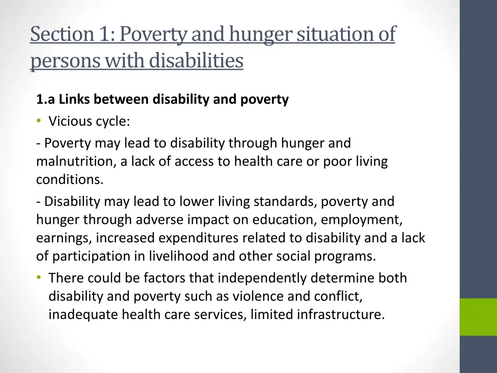 section 1 poverty and hunger situation of persons