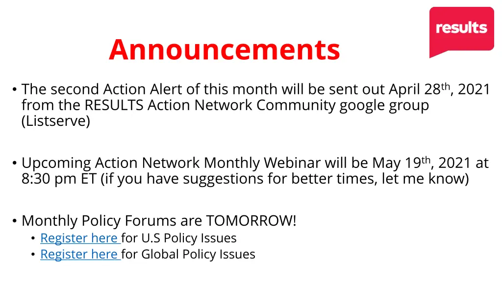 announcements