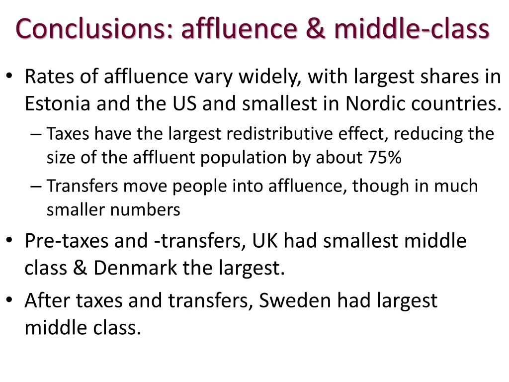 conclusions affluence middle class