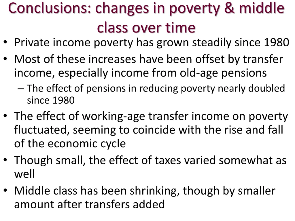 conclusions changes in poverty middle class over