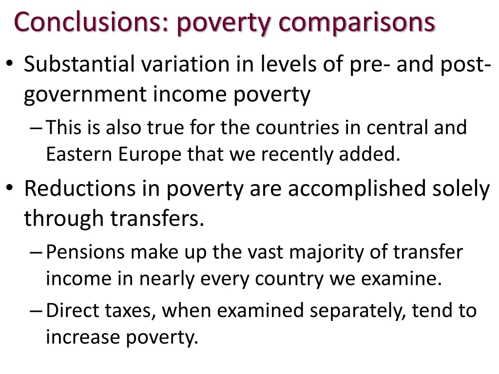 conclusions poverty comparisons substantial