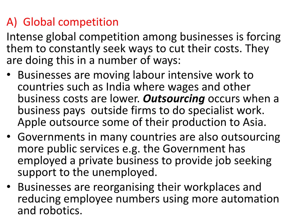 a global competition intense global competition
