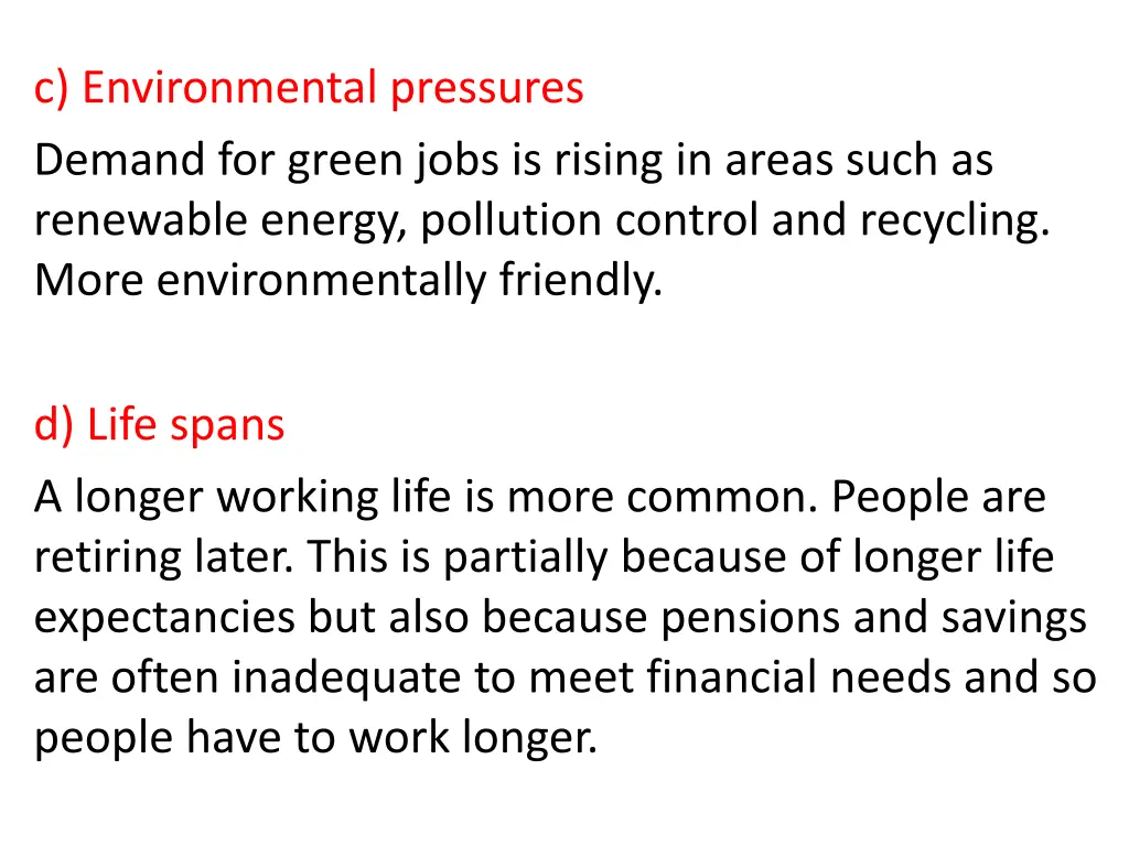 c environmental pressures demand for green jobs