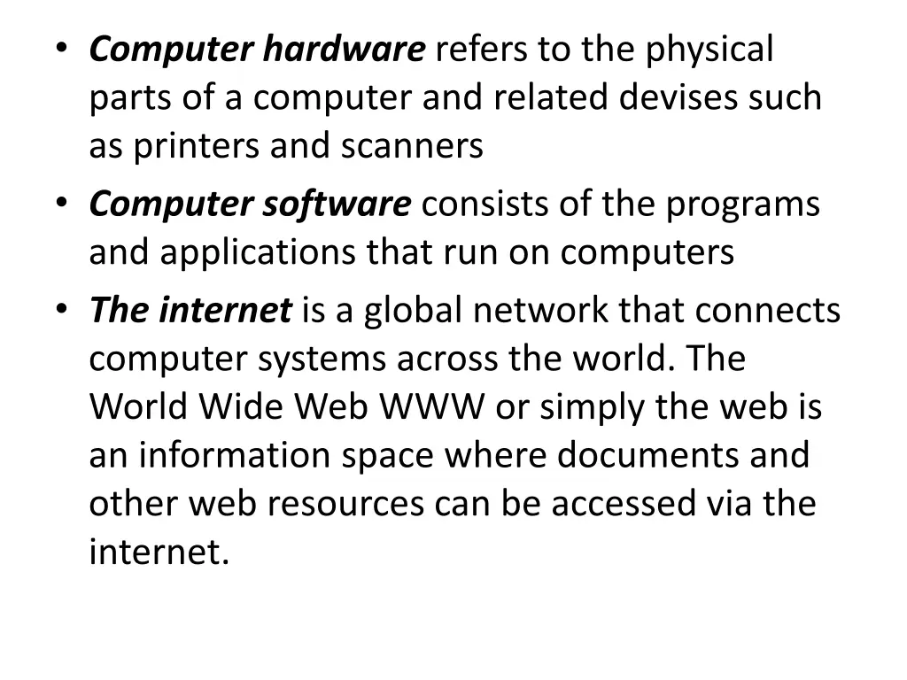 computer hardware refers to the physical parts