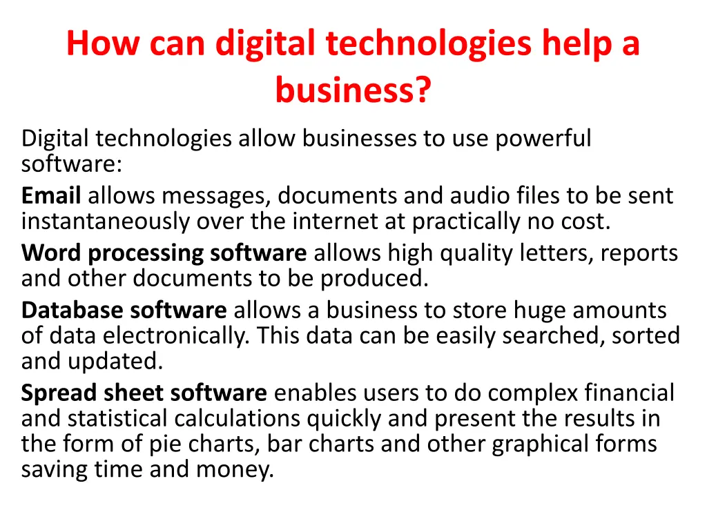 how can digital technologies help a business