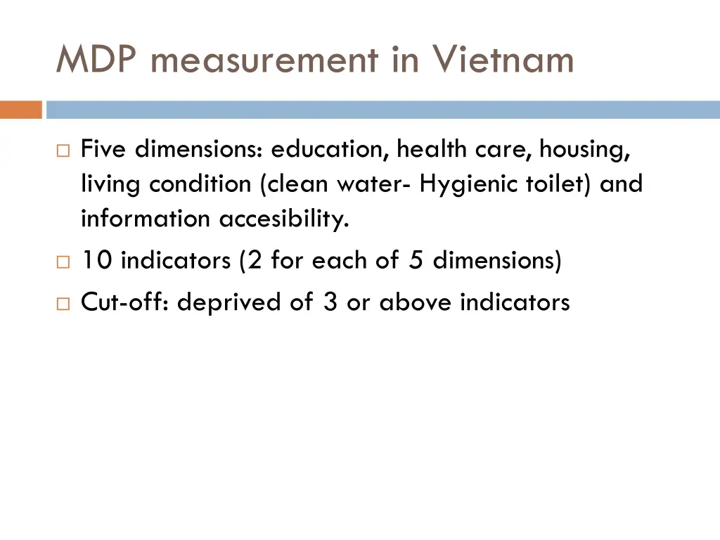 mdp measurement in vietnam