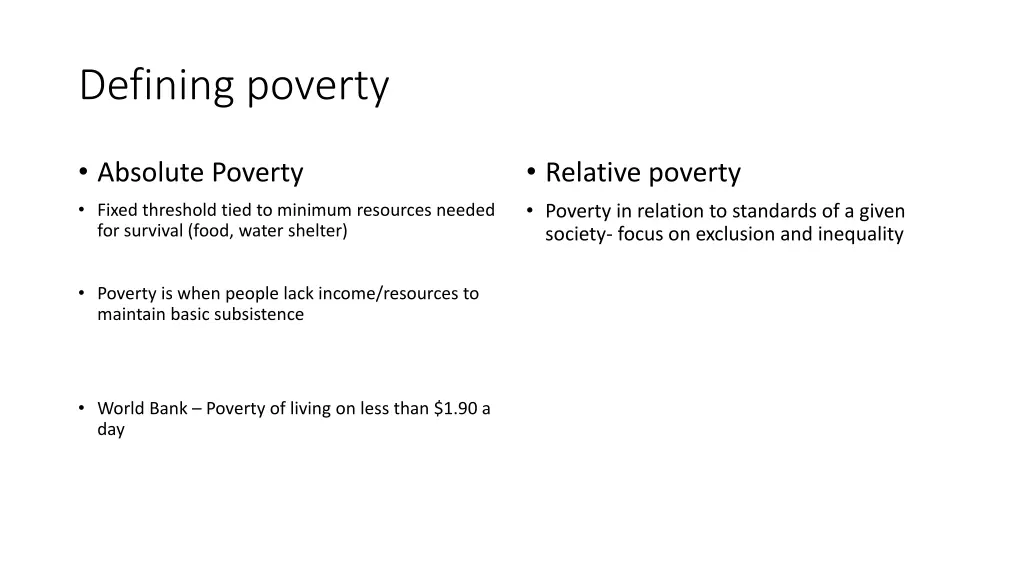 defining poverty