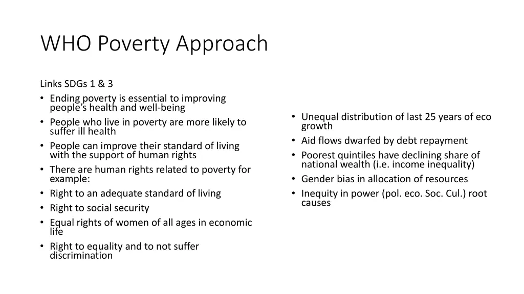 who poverty approach