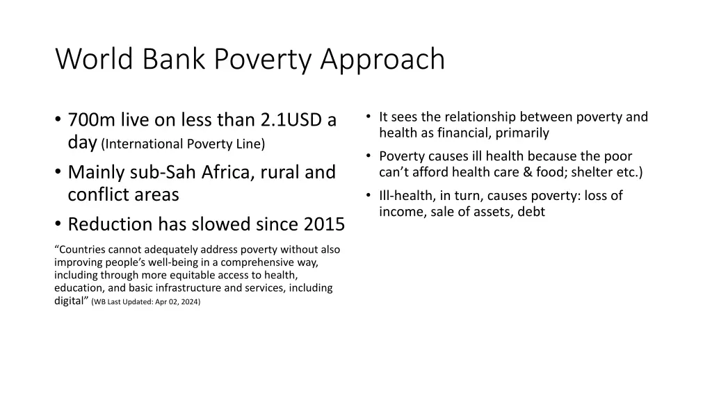 world bank poverty approach