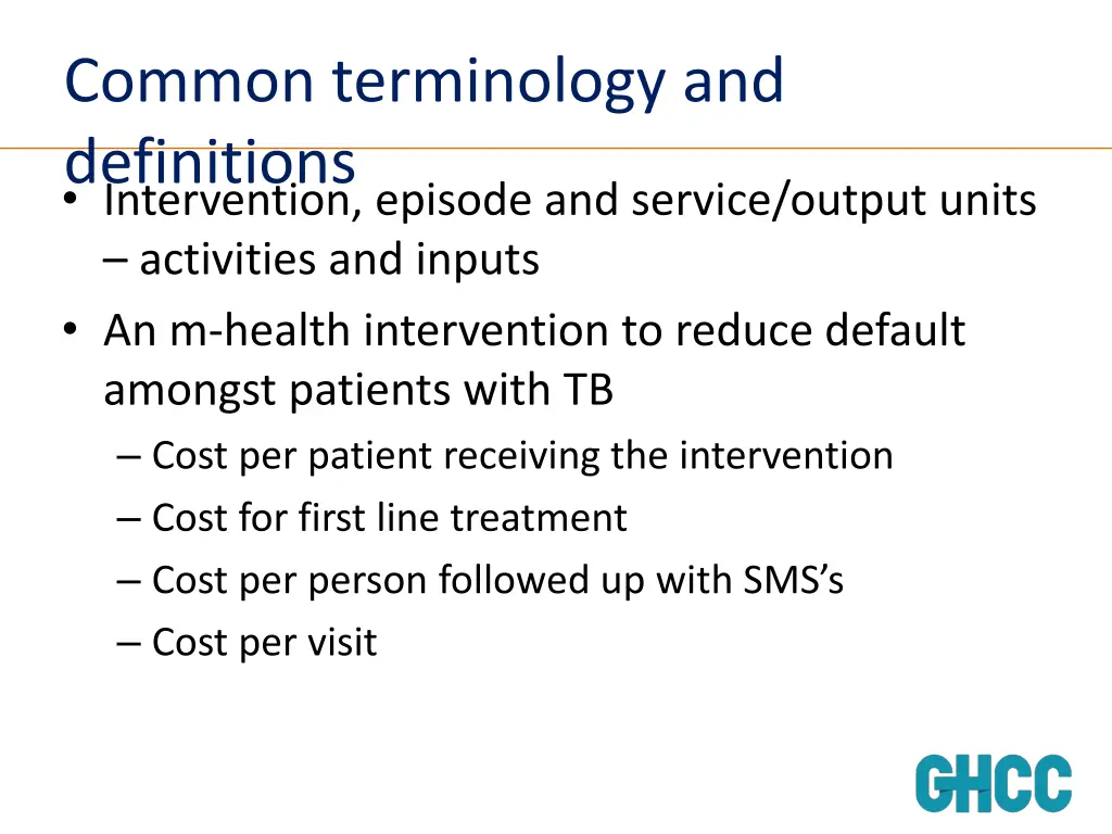 common terminology and definitions intervention