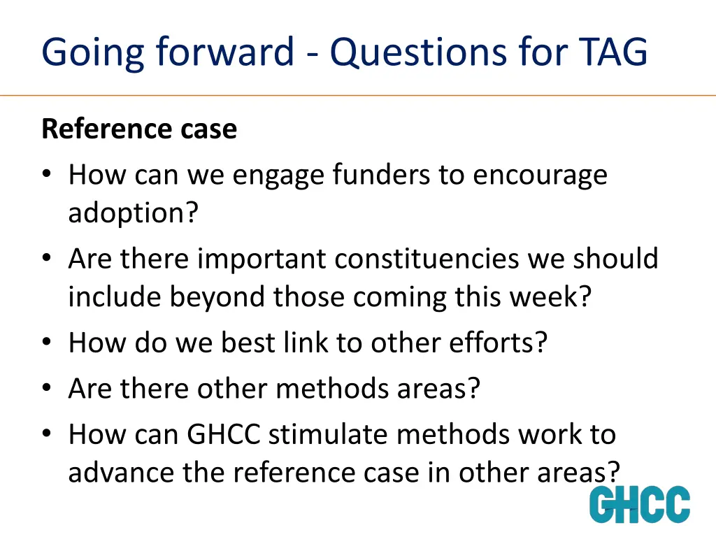 going forward questions for tag