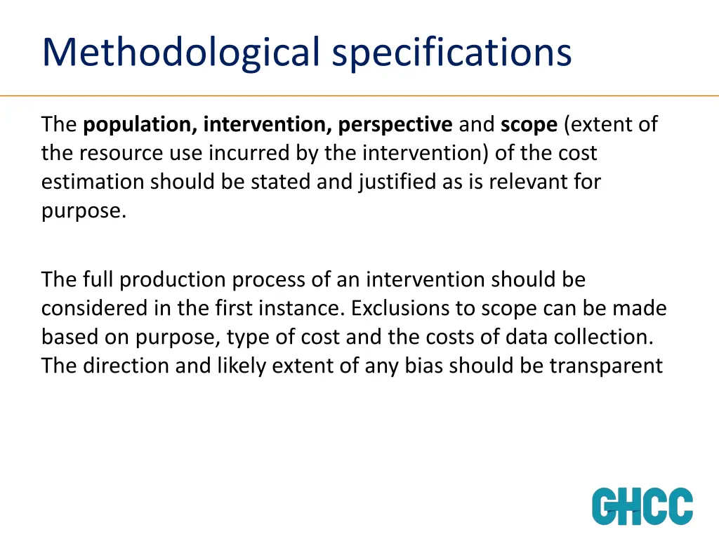 methodological specifications