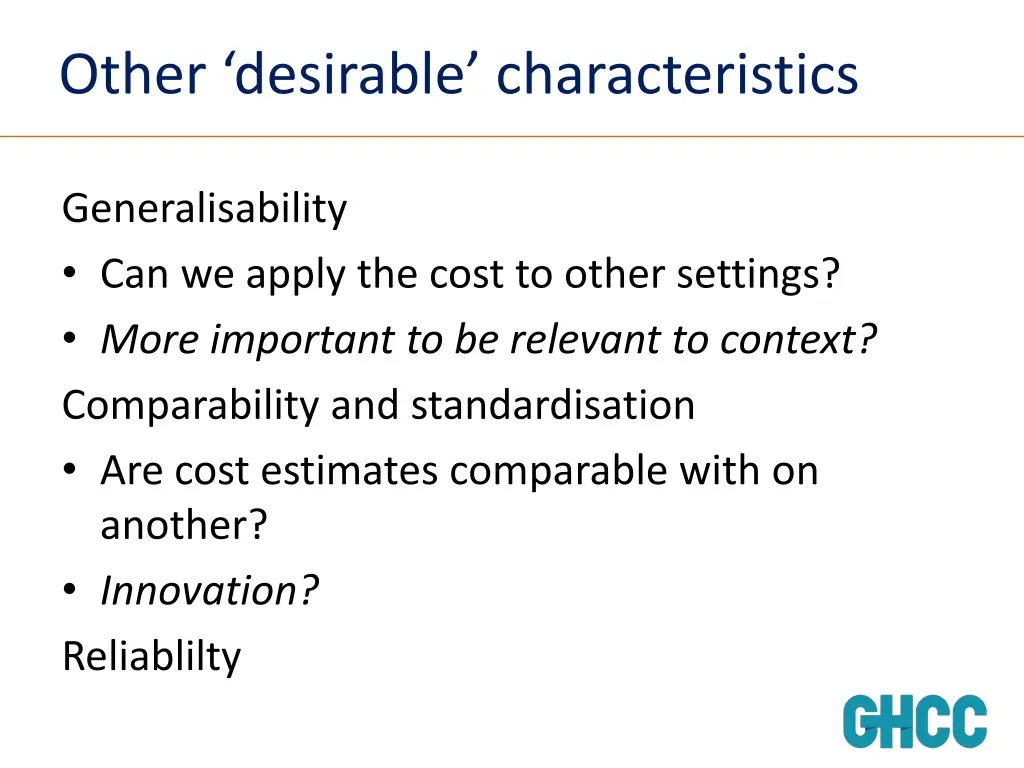 other desirable characteristics
