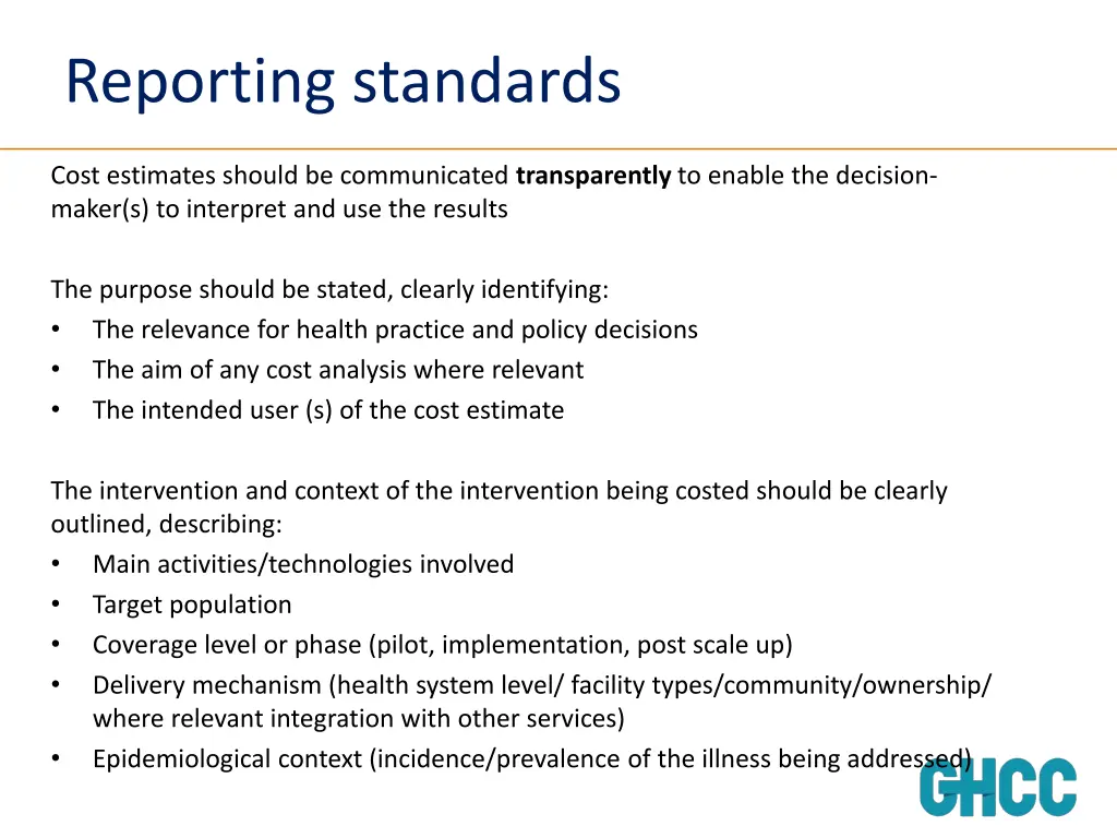 reporting standards