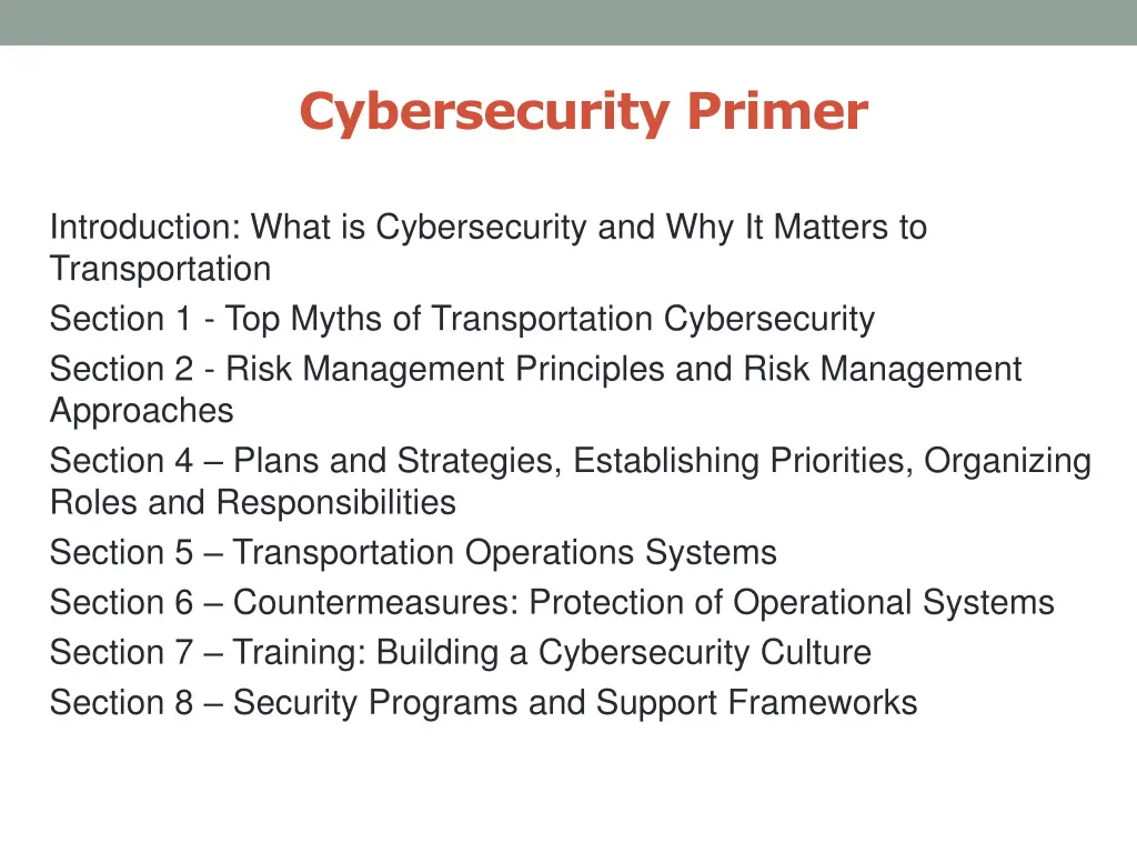 cybersecurity primer