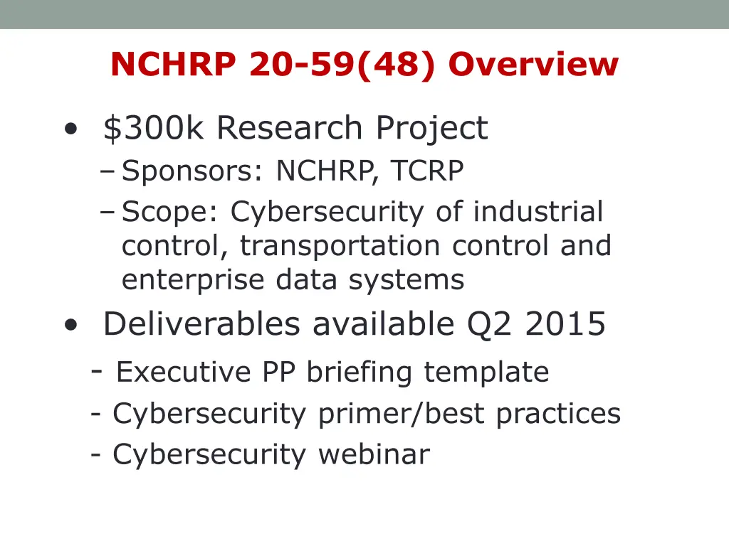 nchrp 20 59 48 overview