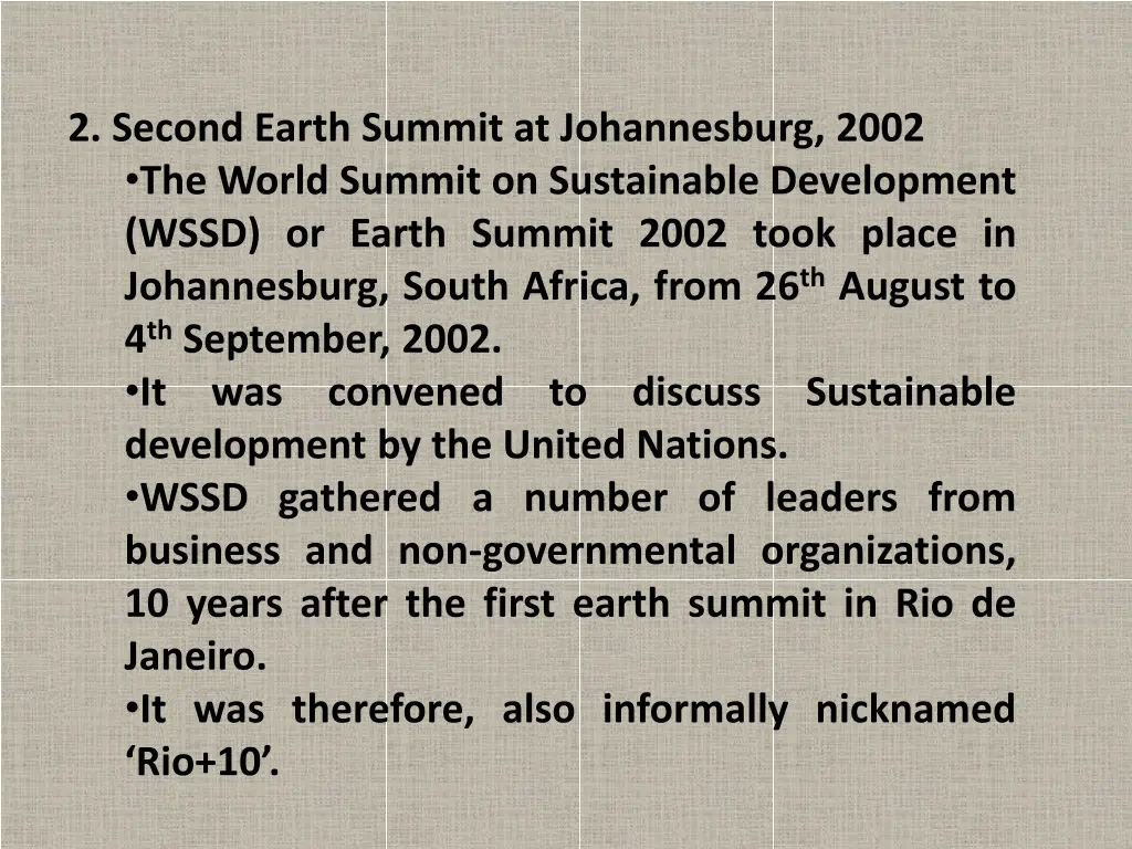 2 second earth summit at johannesburg 2002