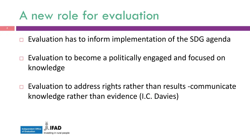 a new role for evaluation