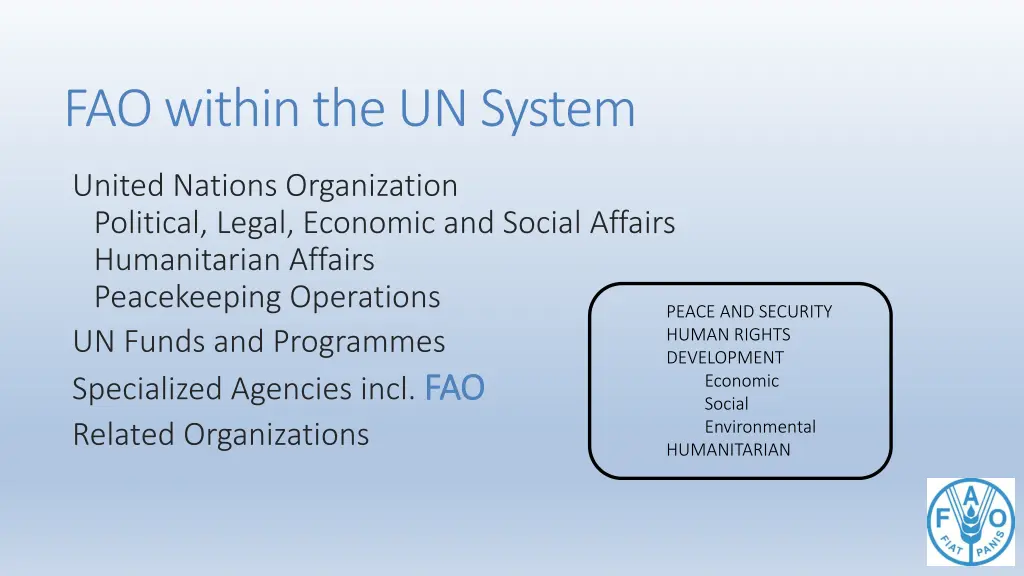 fao within the un system