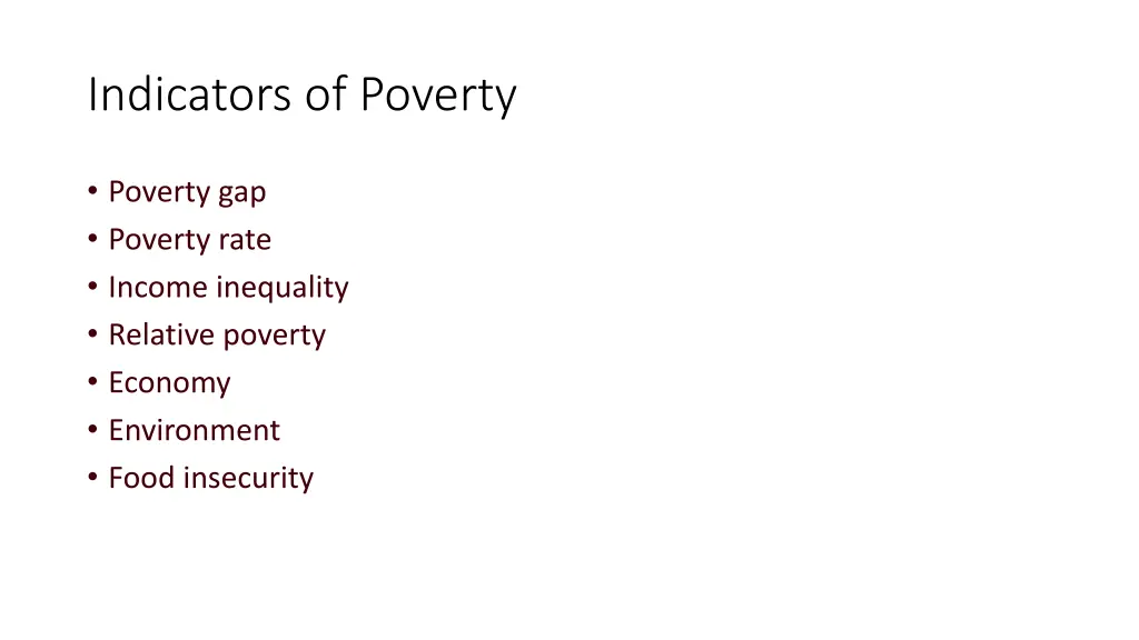 indicators of poverty