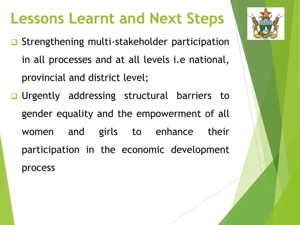 lessons learnt and next steps 1