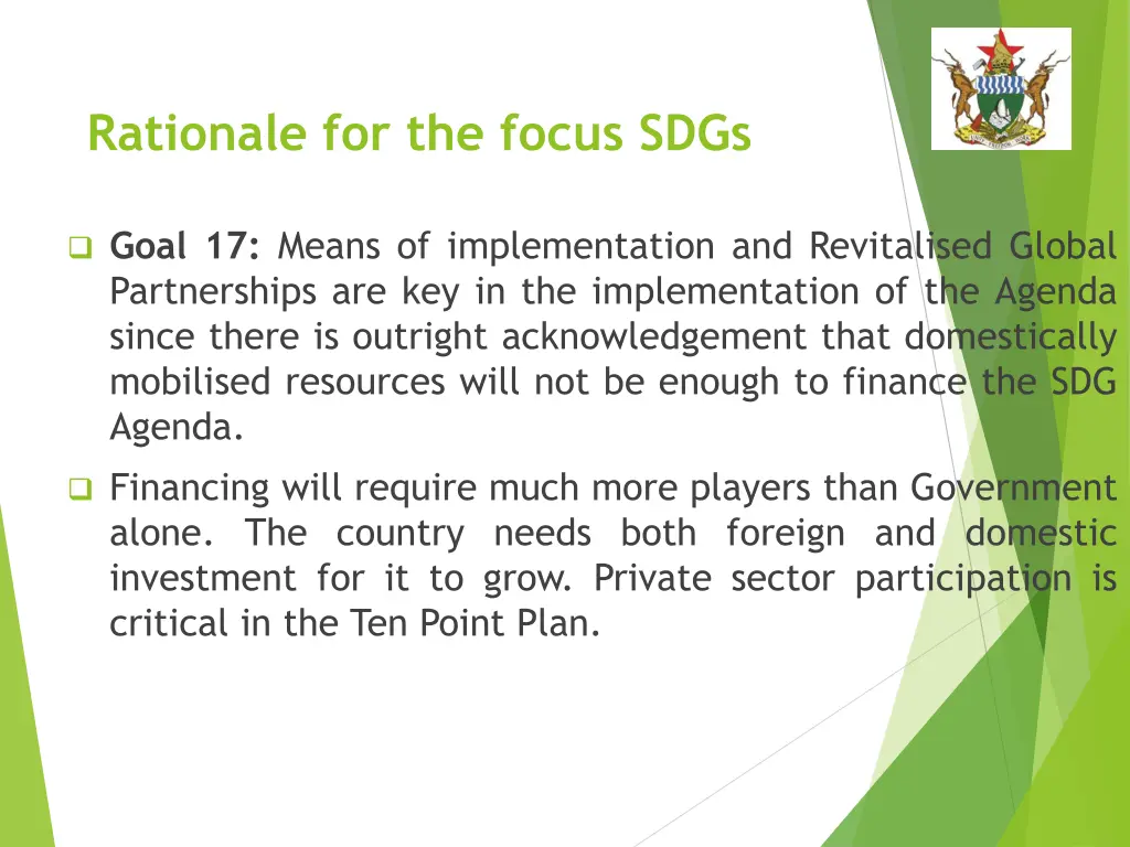rationale for the focus sdgs 2