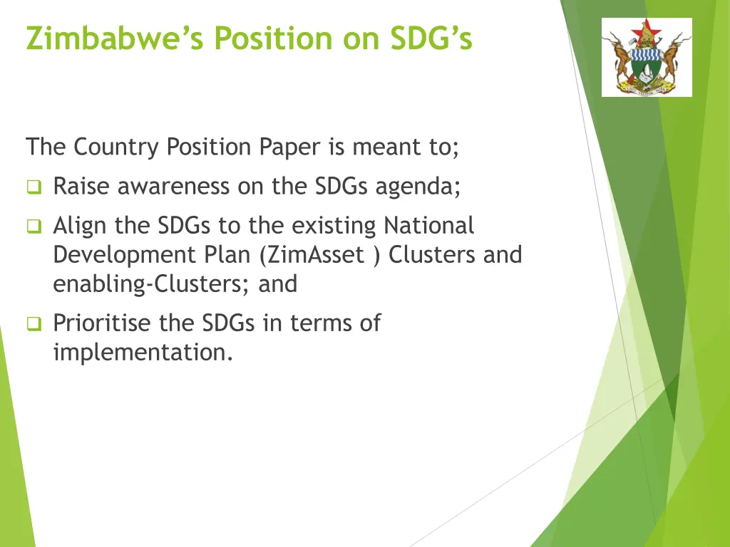 zimbabwe s position on sdg s 1