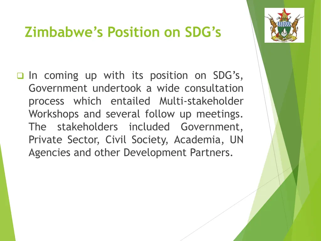 zimbabwe s position on sdg s