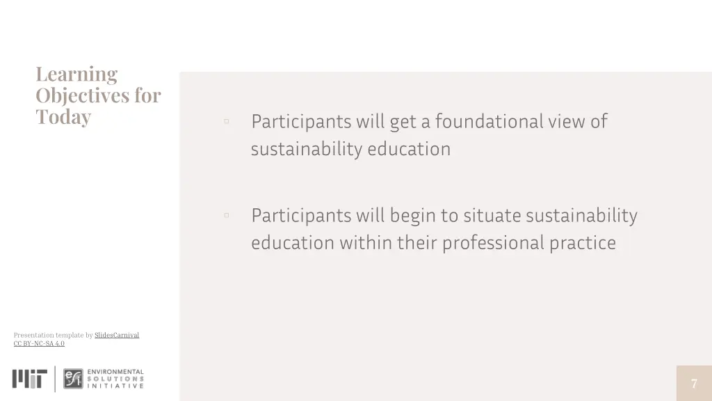 learning objectives for today