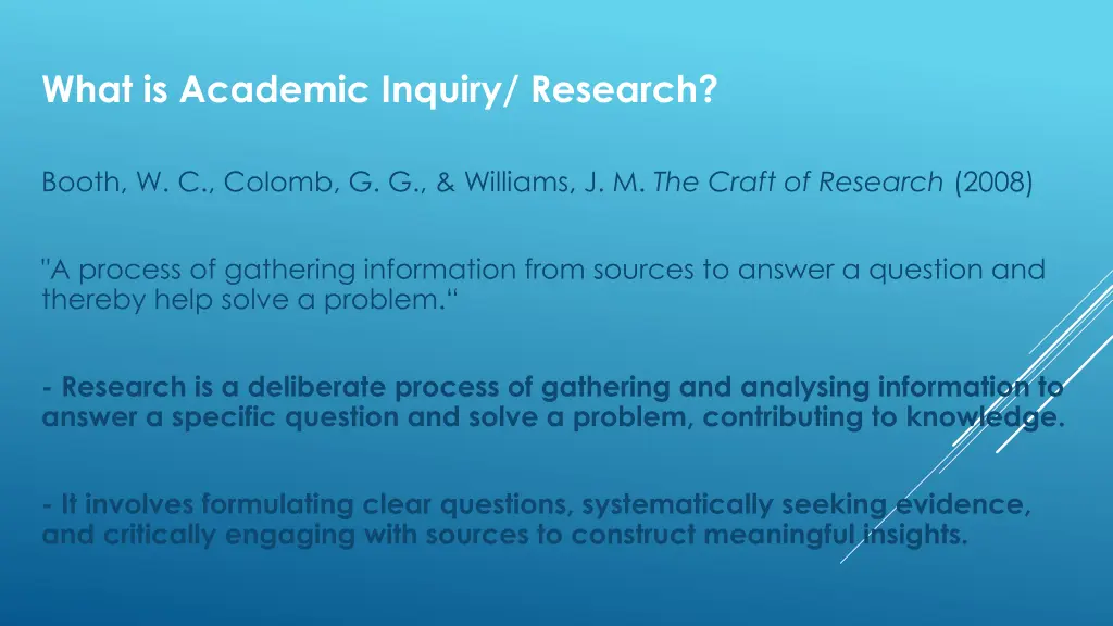 what is academic inquiry research