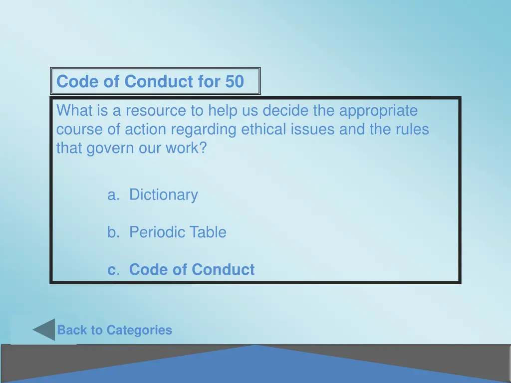code of conduct for 50 1
