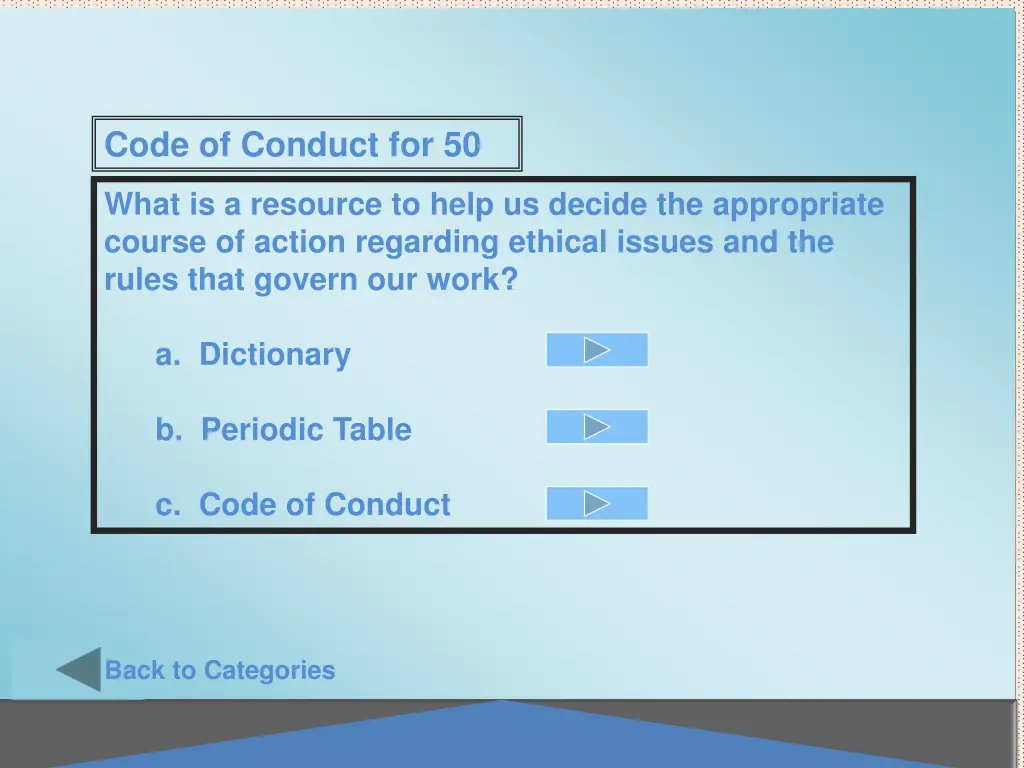 code of conduct for 50