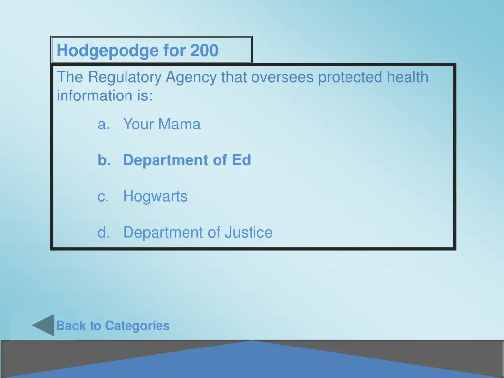 hodgepodge for 200 1