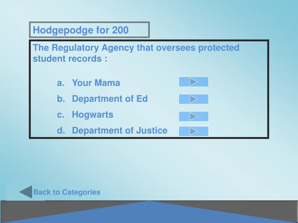hodgepodge for 200