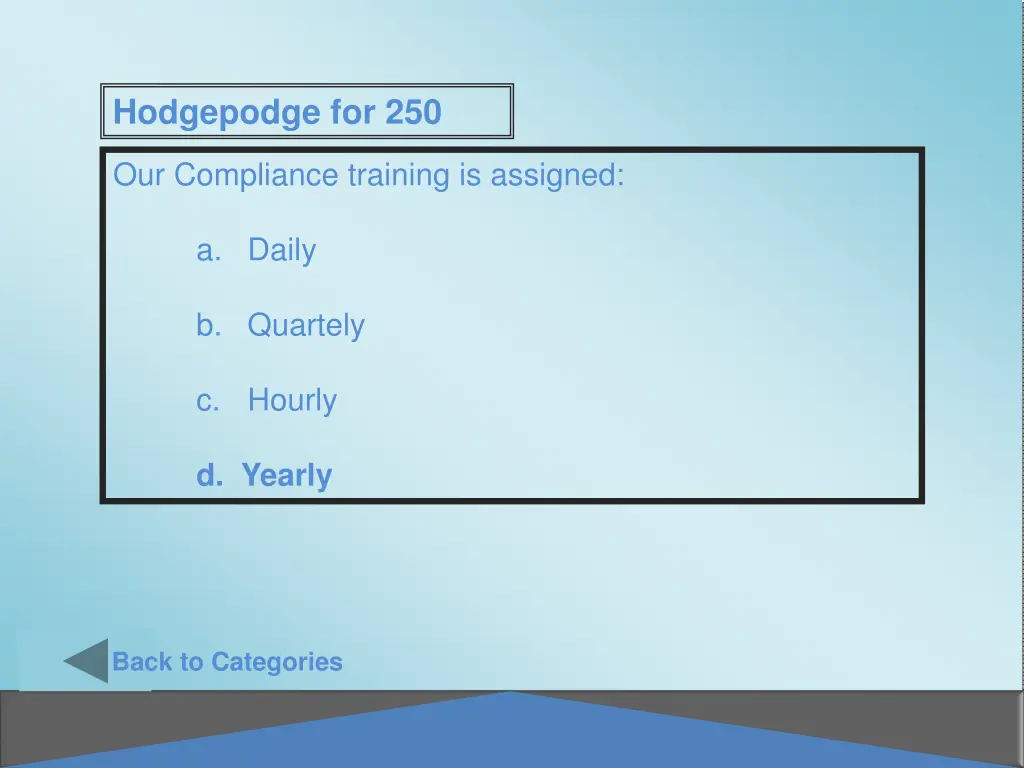 hodgepodge for 250 1