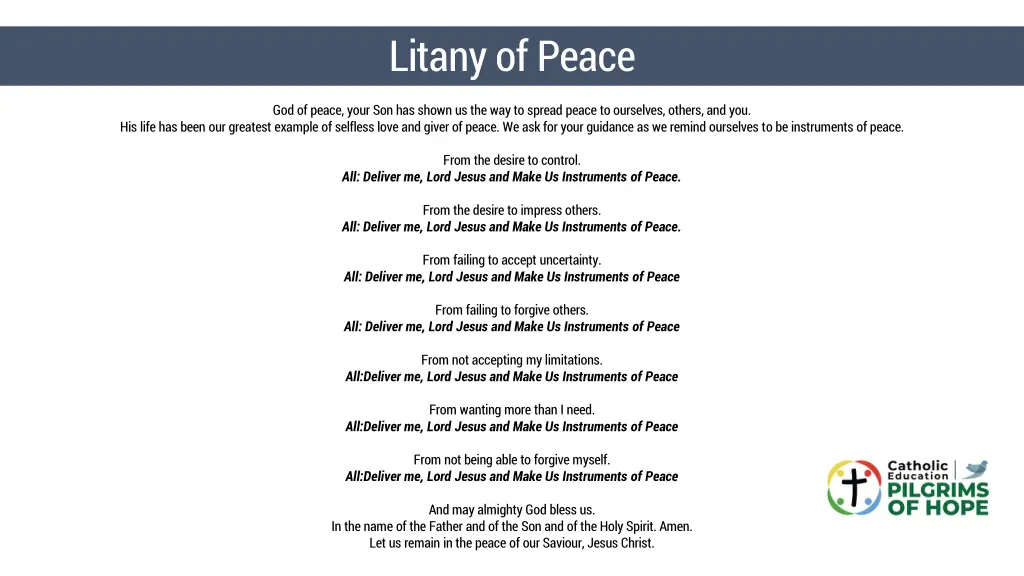 litany of peace