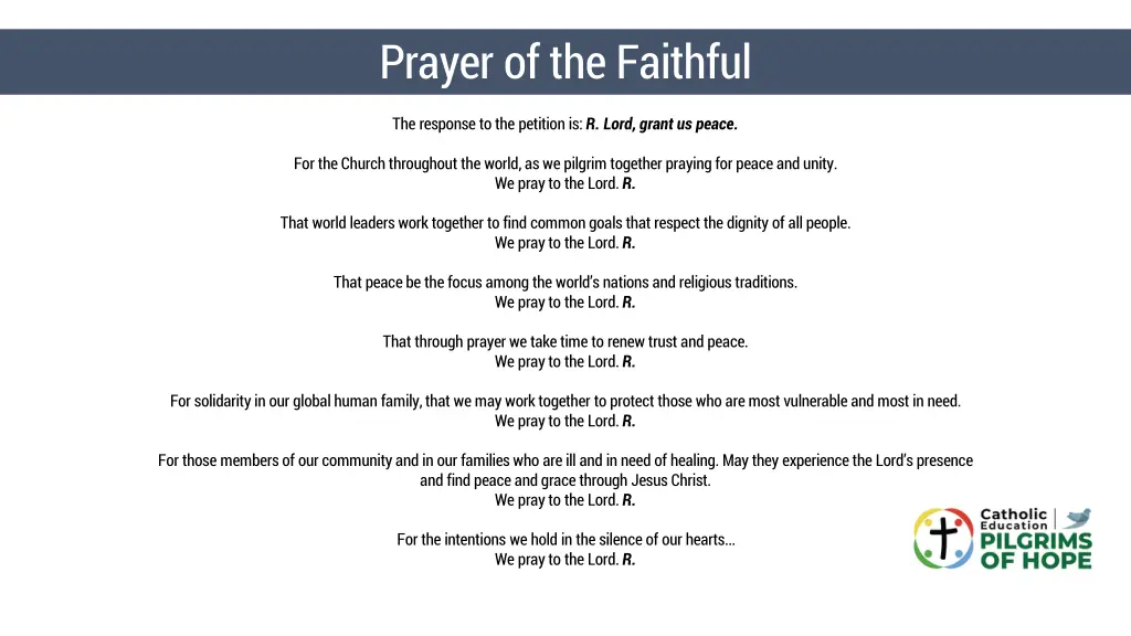 prayer of the faithful