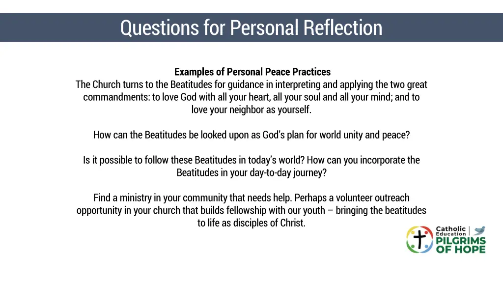 questions for personal reflection 1