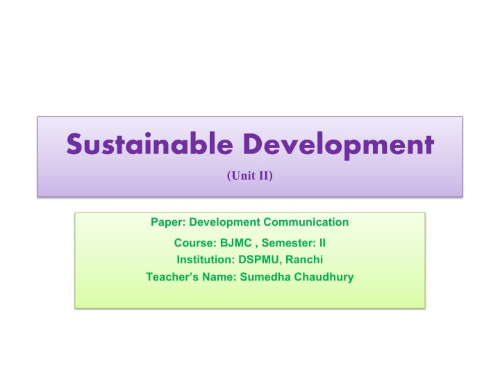 sustainable development unit ii