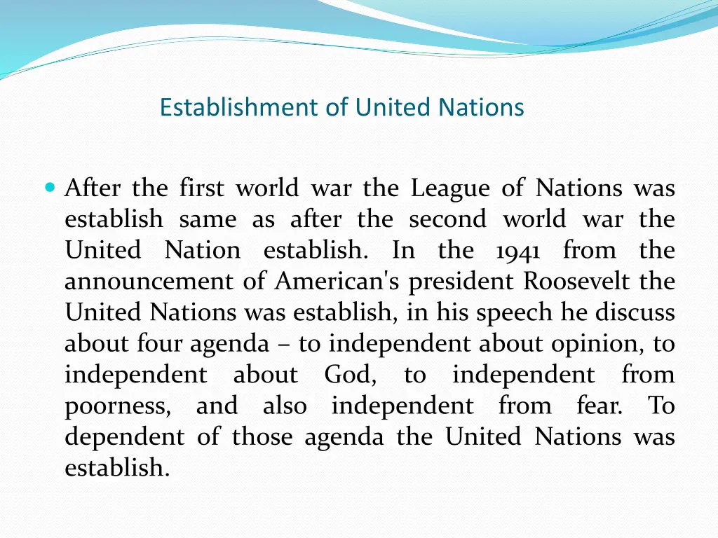 establishment of united nations