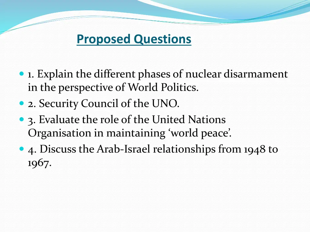 proposed questions