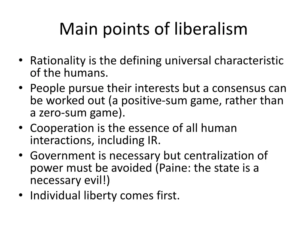 main points of liberalism