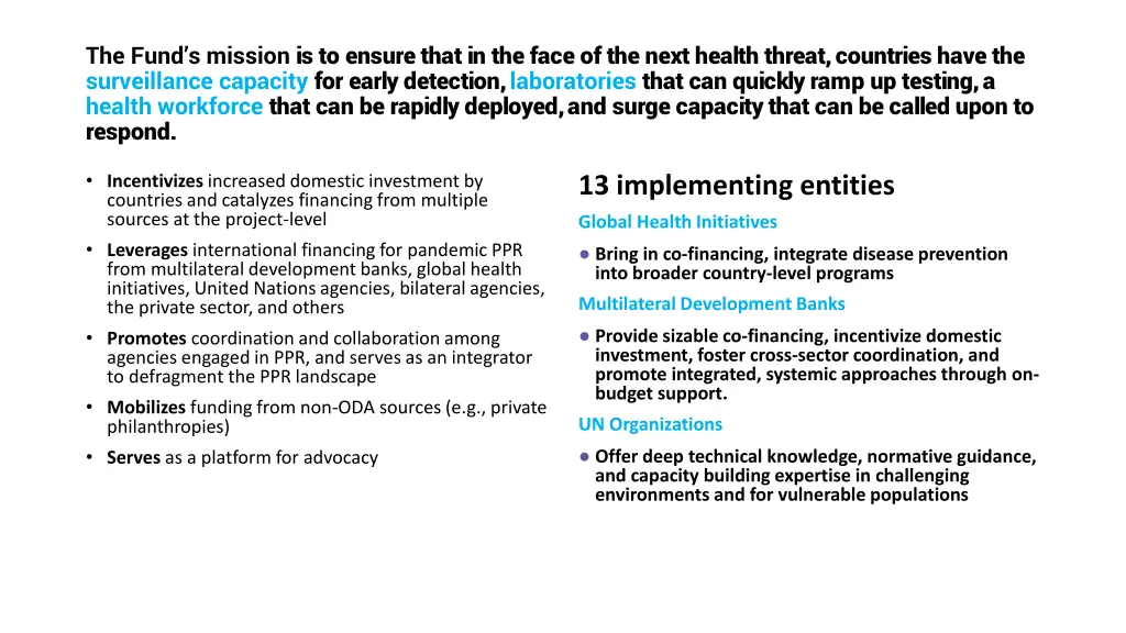 the fund s mission is to ensure that in the face