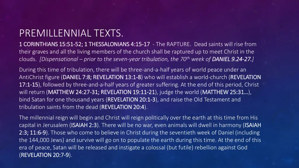 premillennial texts 1 corinthians
