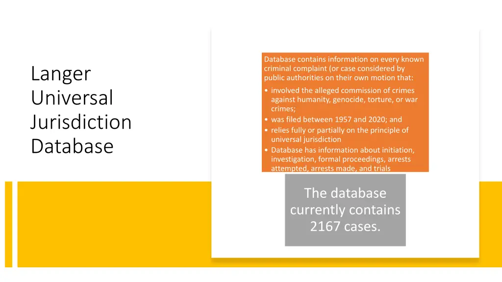 database contains information on every known