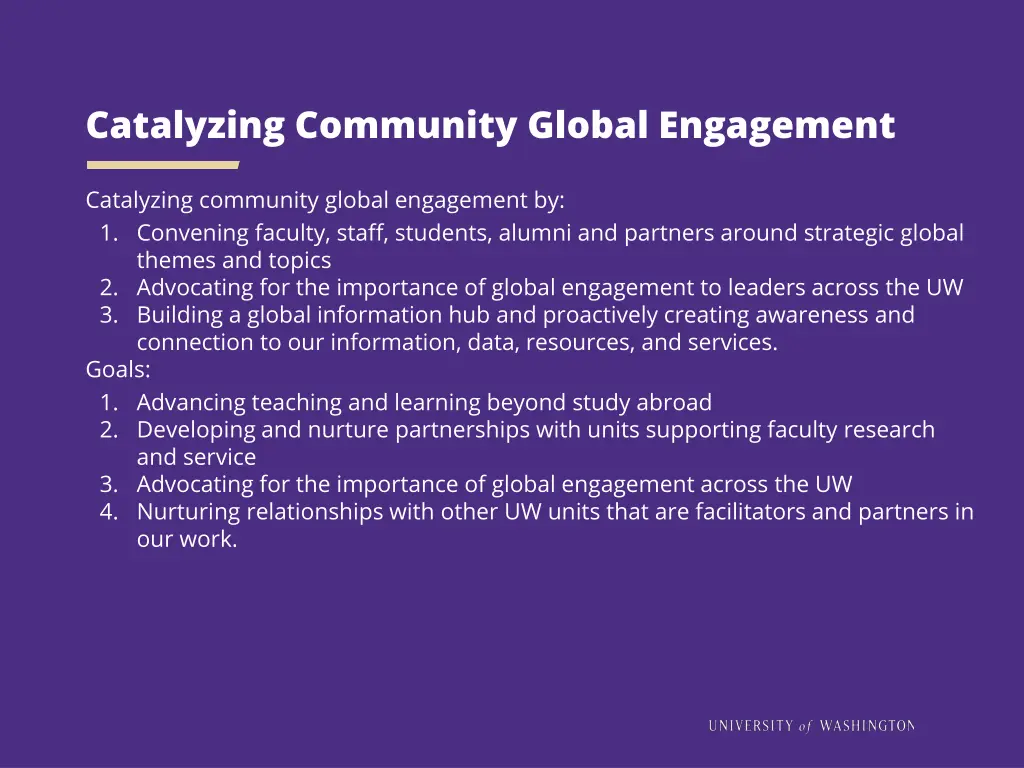 catalyzing community global engagement