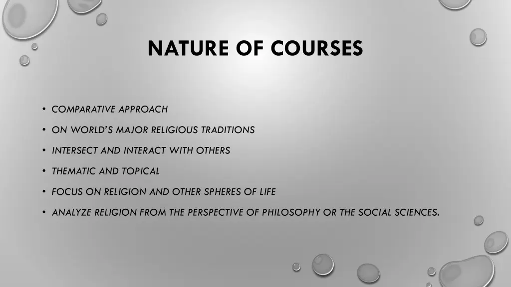 nature of courses