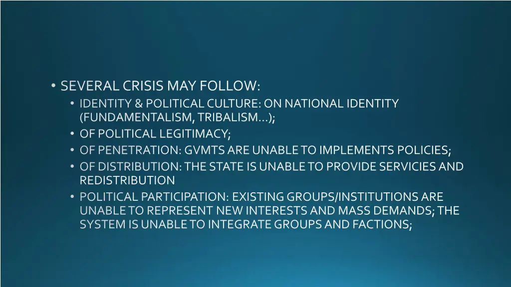 several crisis may follow identity political