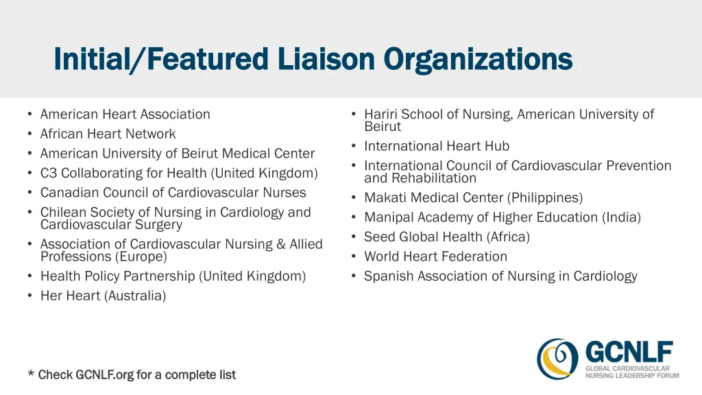 initial featured liaison organizations initial